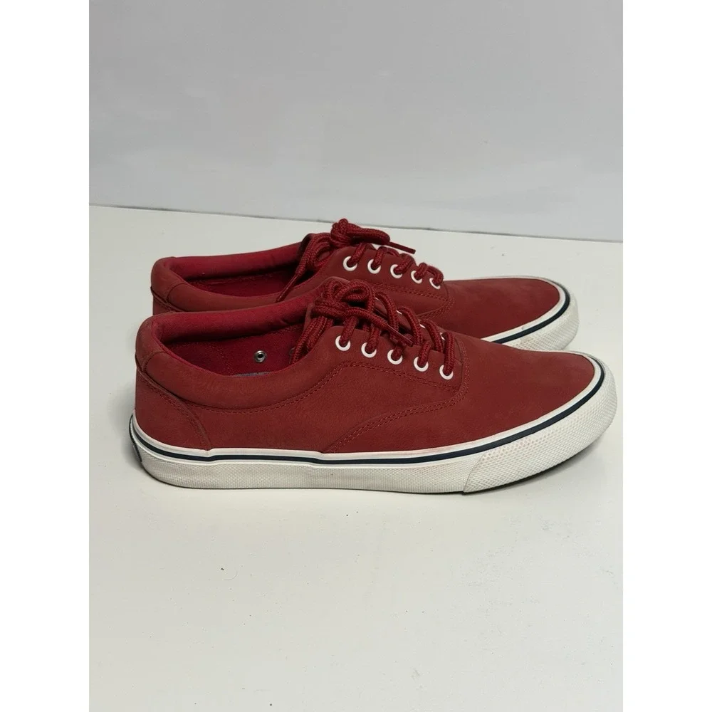 US 8 Sperry Shoes Men's Washable Red Lace Up Casual Shoes Sneakers New
